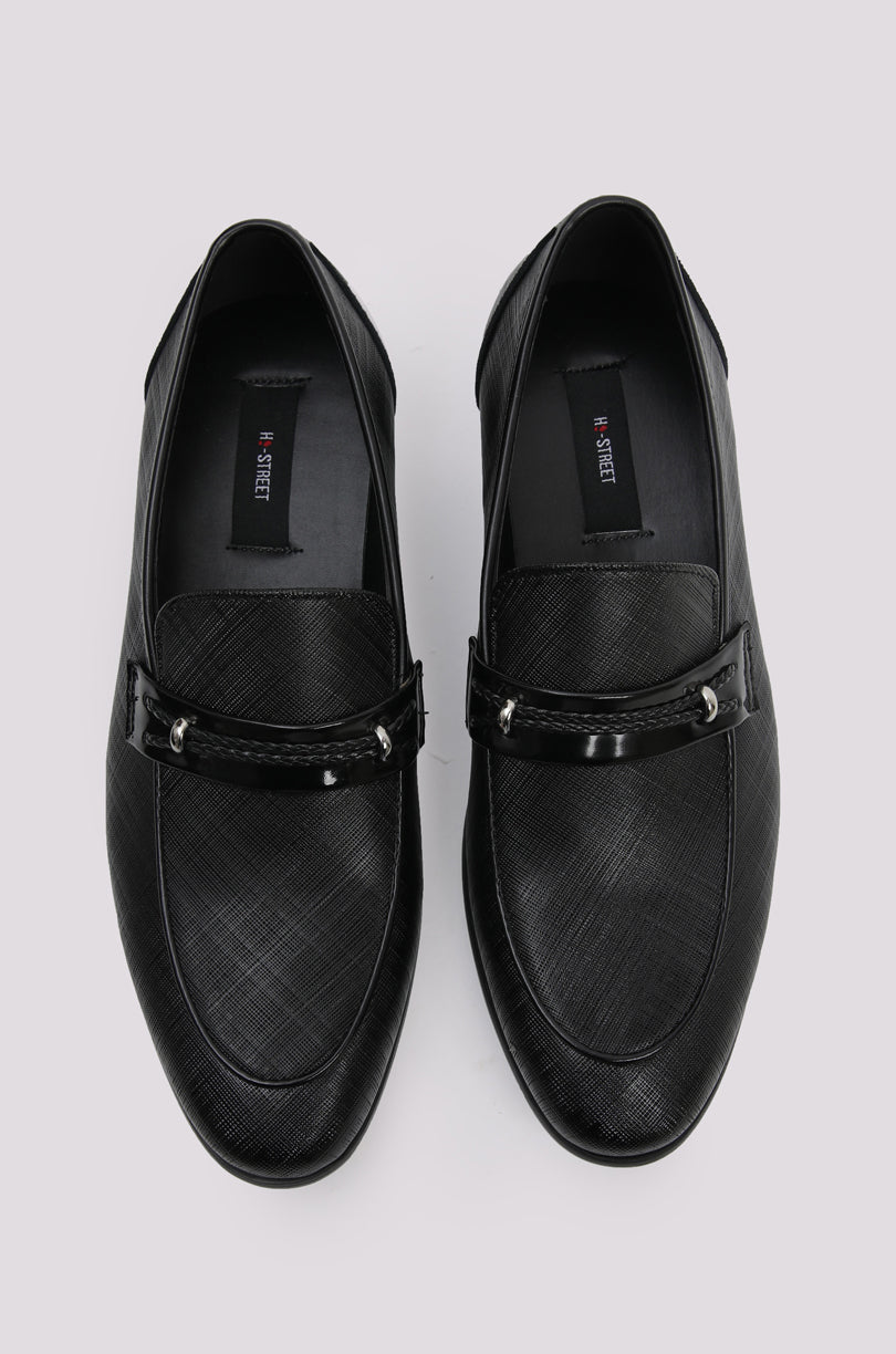BLACK TEXTURED SHOES