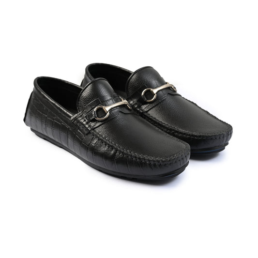 BLACK LEATHER MOCCASIN