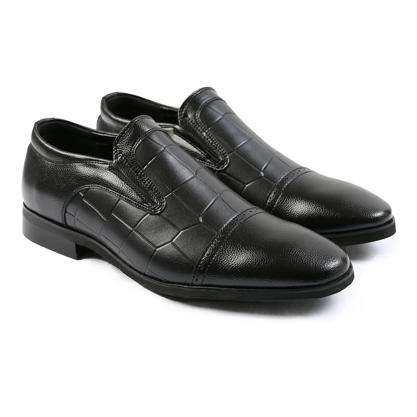 BLACK SPLIT LEATHER SHOES