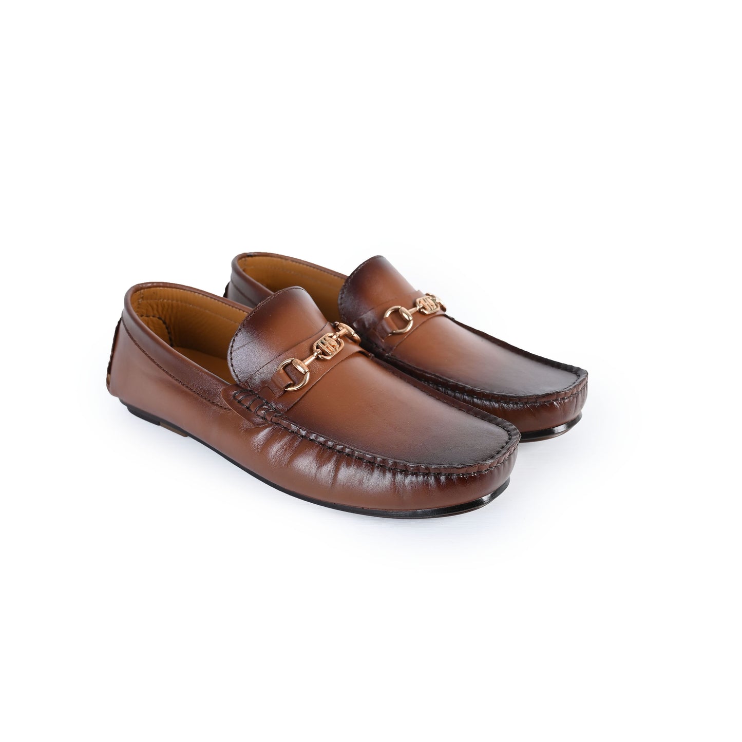 BROWN LEATHER BUCKLE MOCCASIN