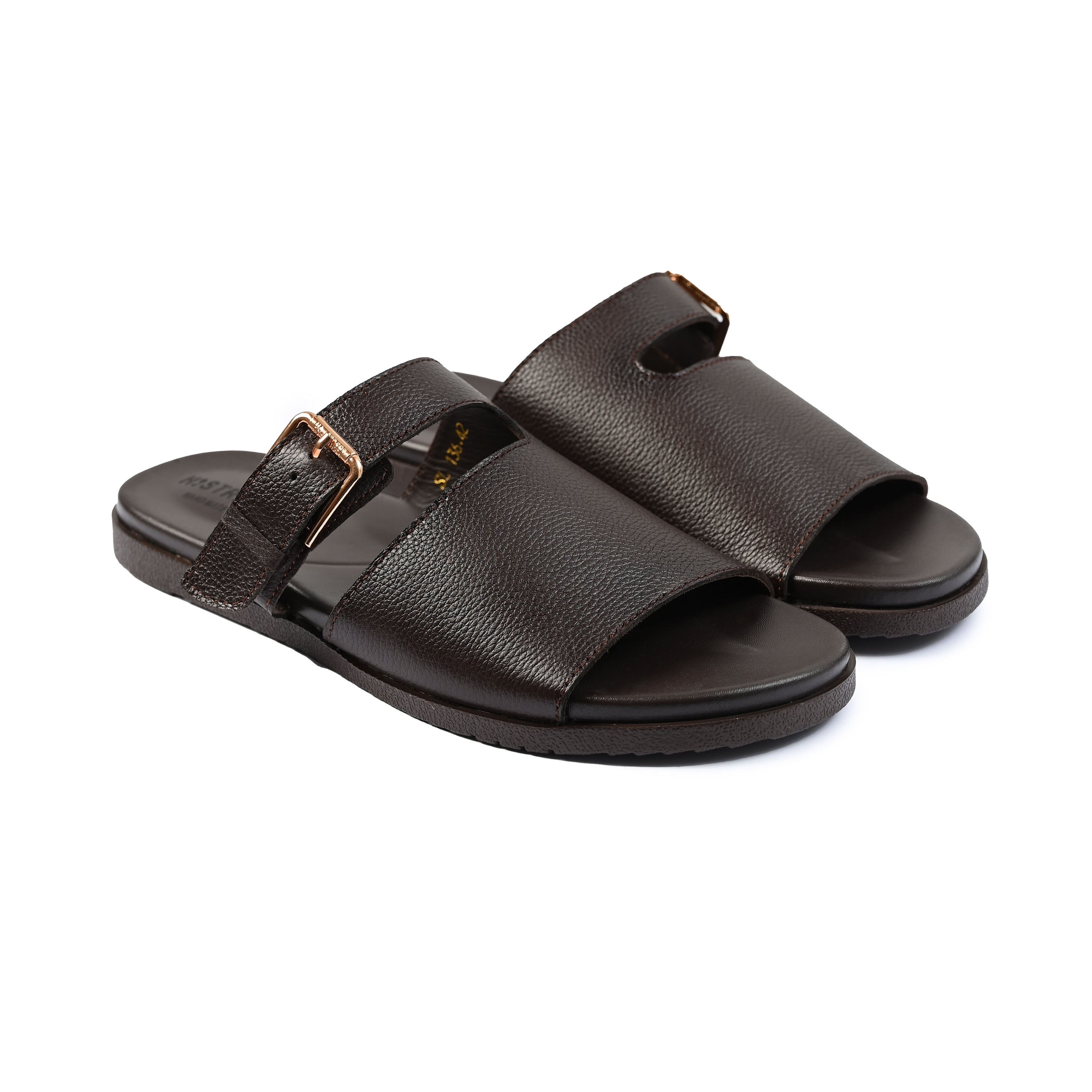 BROWN LEATHER COMFY SLIPPER