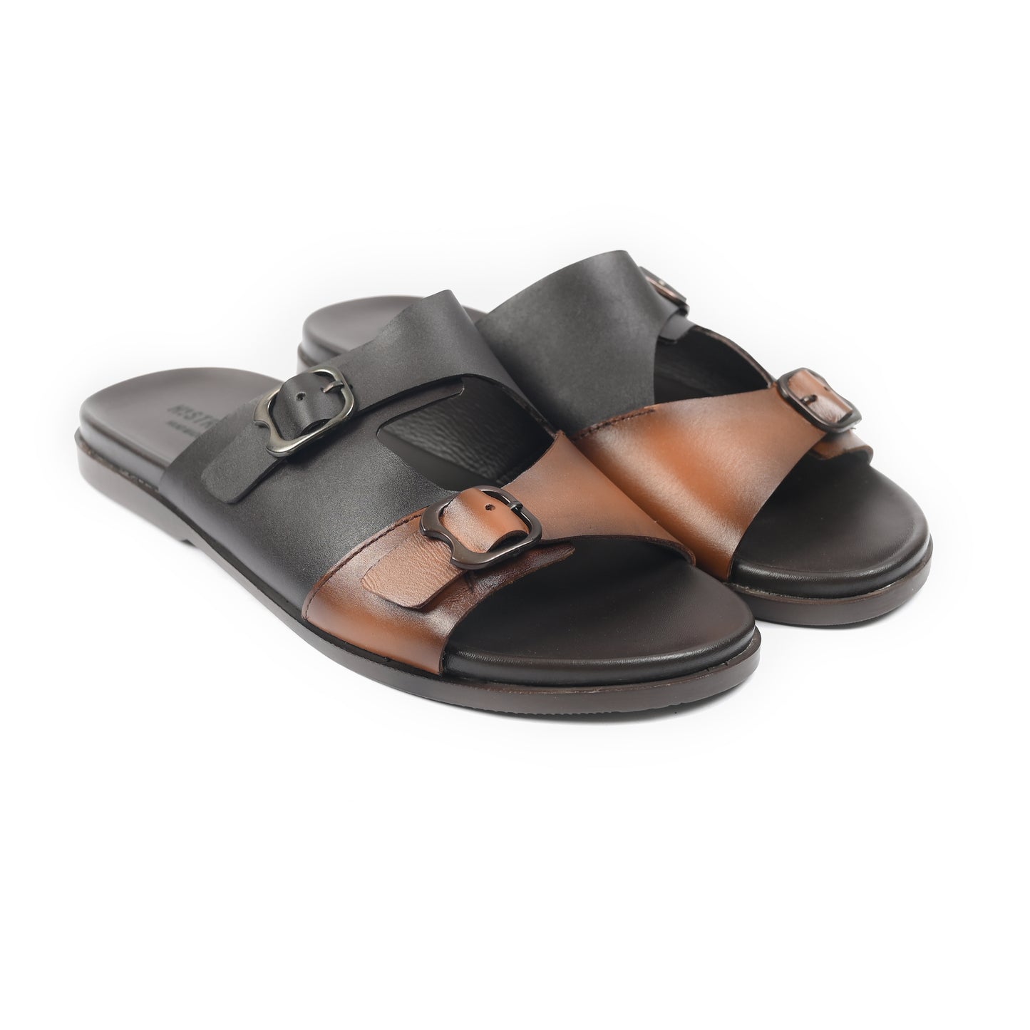 DOUBLE BUCKLE LEATHER SLIPPER