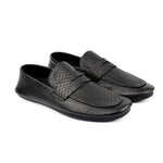 BLACK SPLIT LEATHER LOAFERS