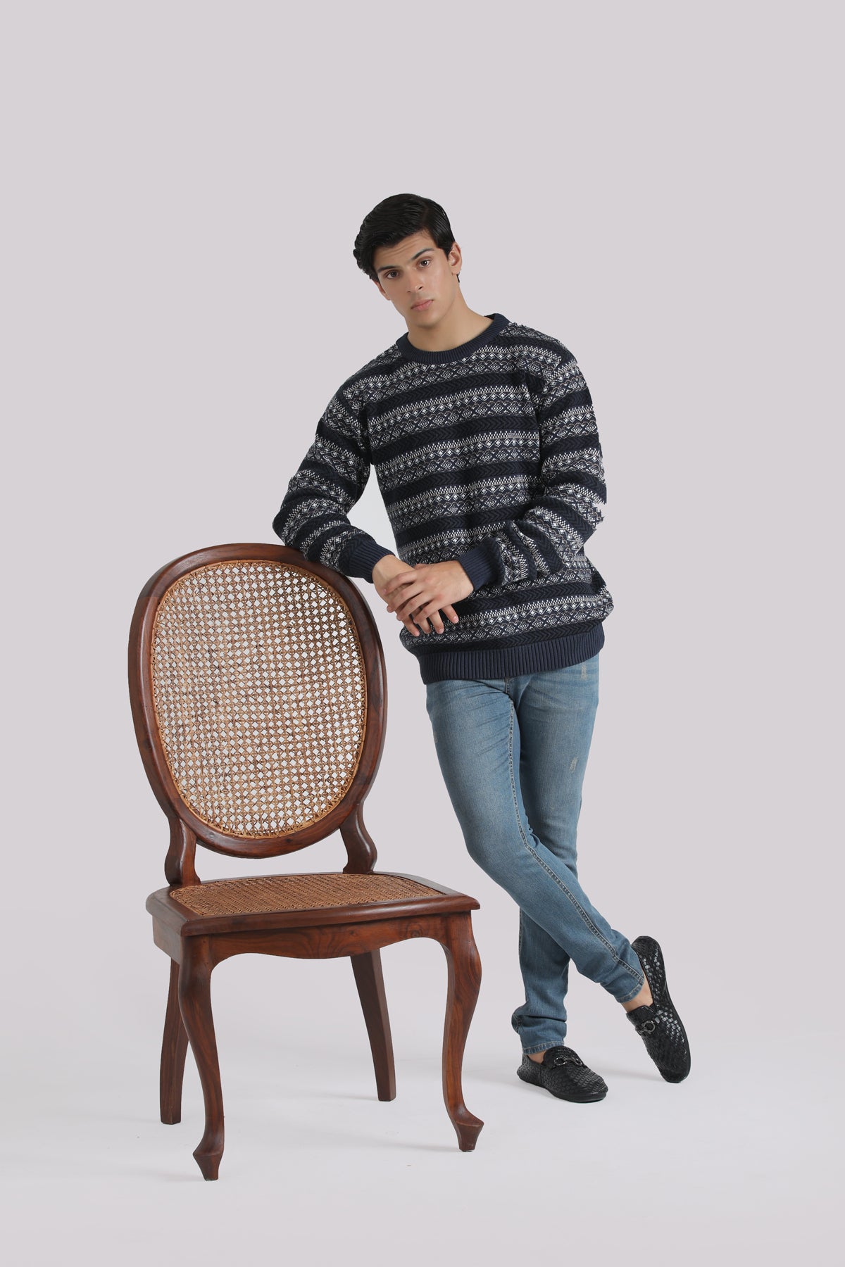 NAVY JACQUARD SWEATER