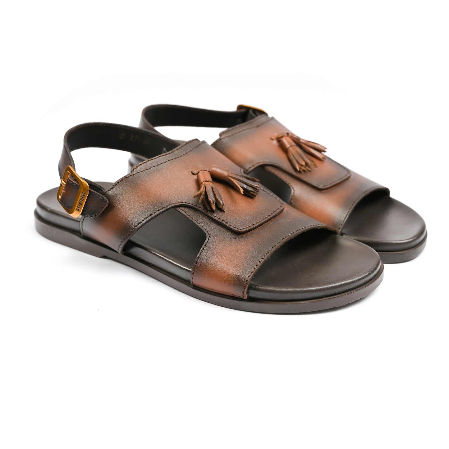 BROWN LEATHER TASSEL SANDAL