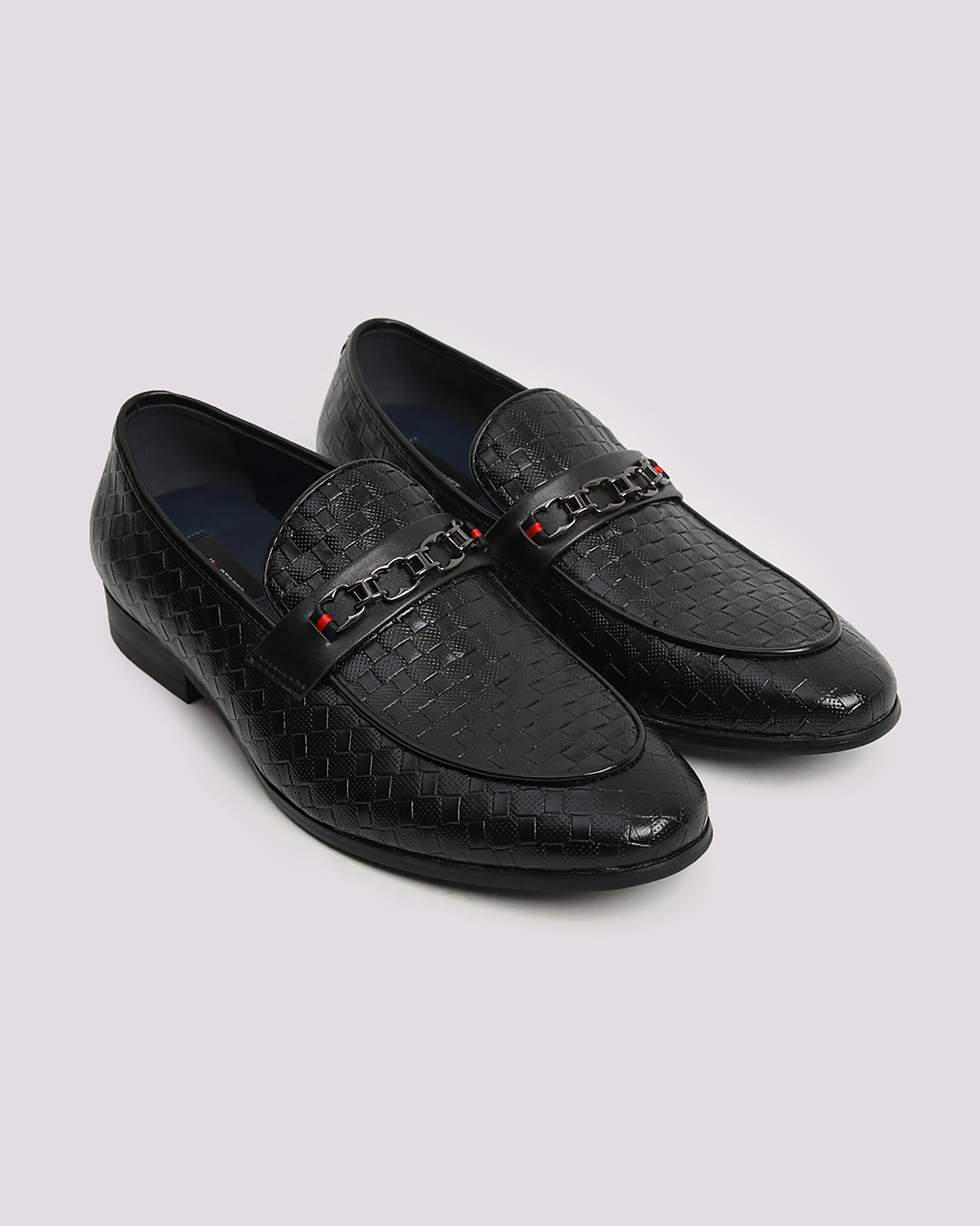 Black Embossed Leather Shoes