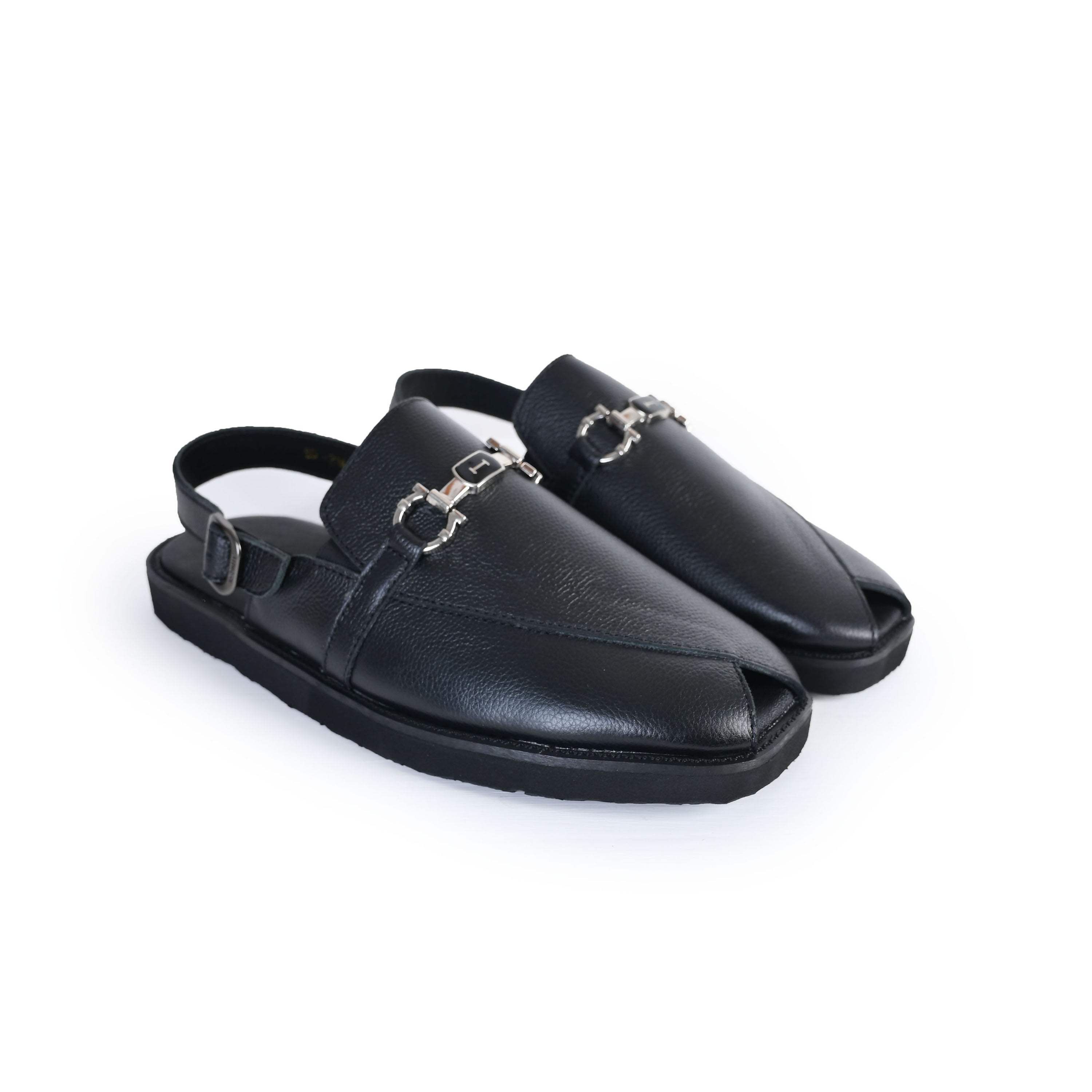 BLACK MILT LEATHER SANDAL