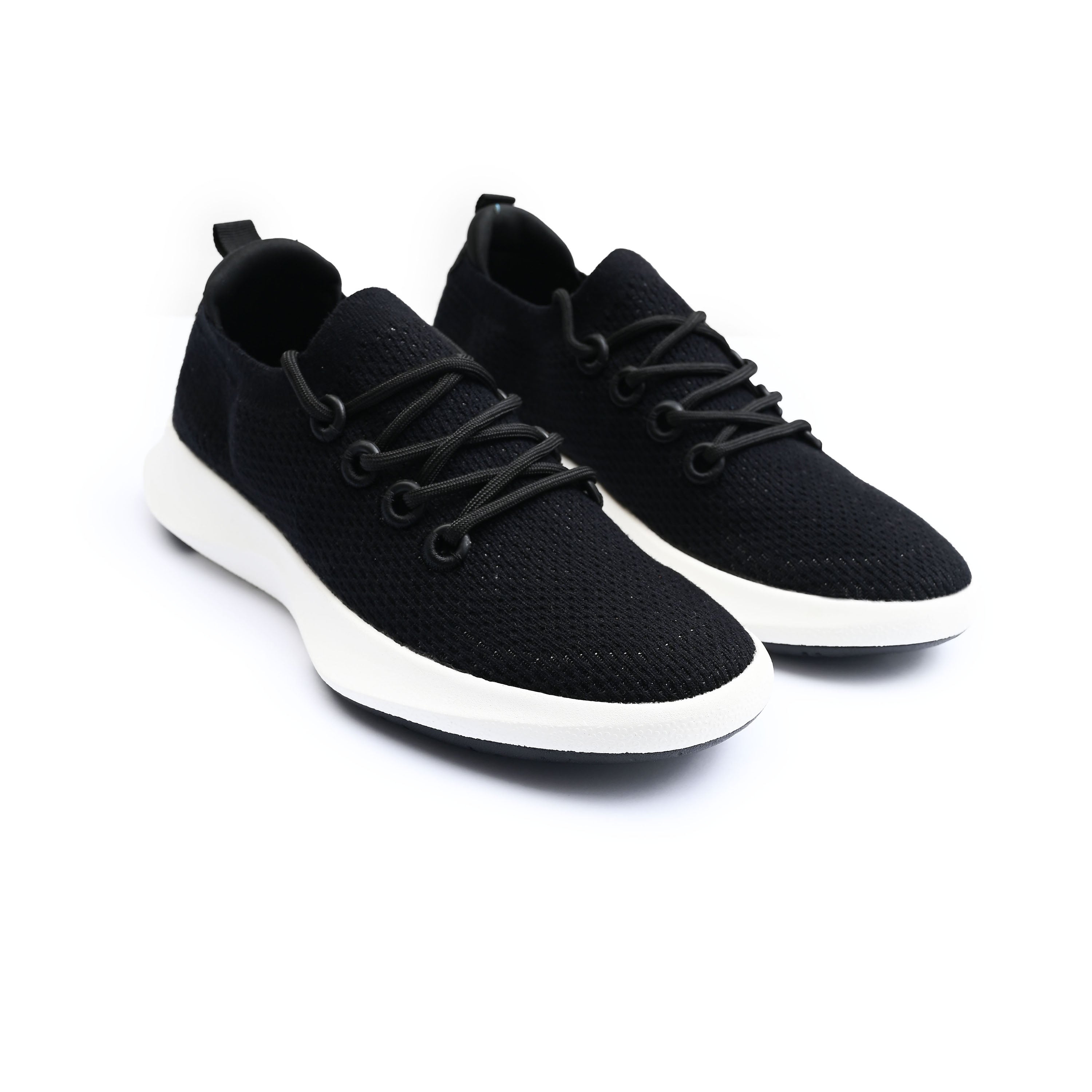 BLACK KNIT LACE UP SHOES