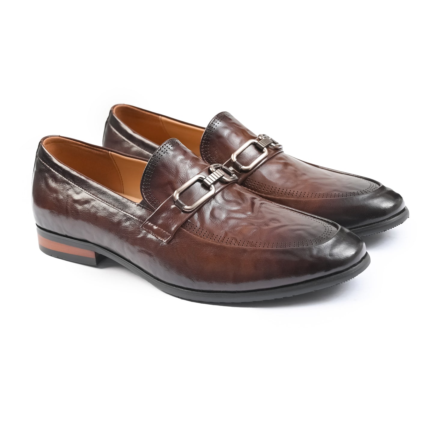 BROWN TEXTURED DOTTED SHOES