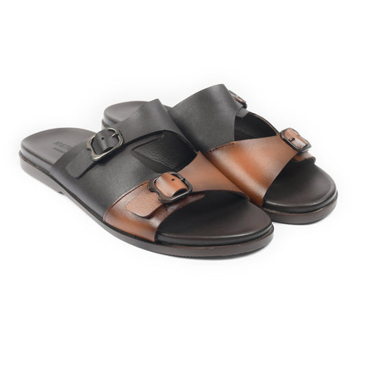 DOUBLE BUCKLE LEATHER SLIPPER