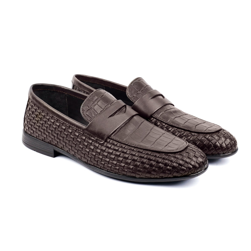 TEXTURED LEATHER BROWN SHOES