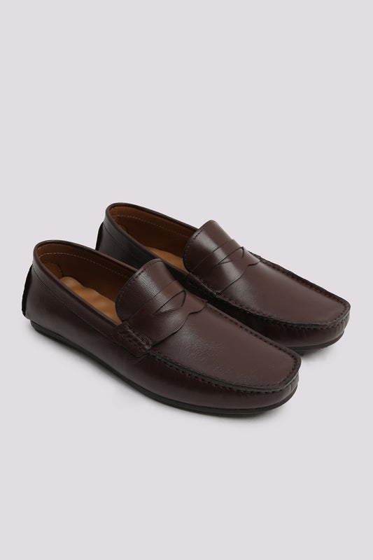 BROWN LEATHER MOCCASIN SHOES