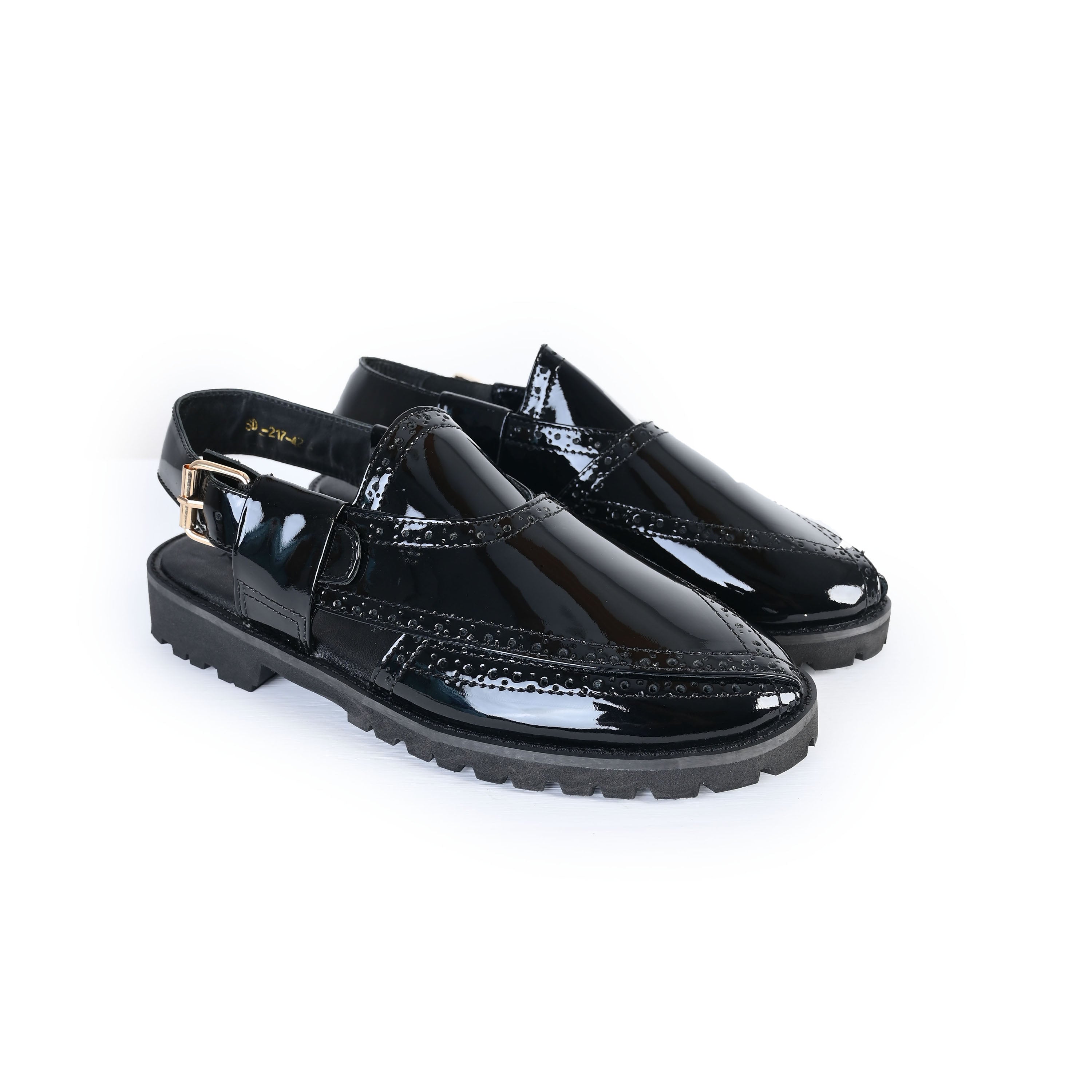 BLACK PATENT LEATHER SANDAL