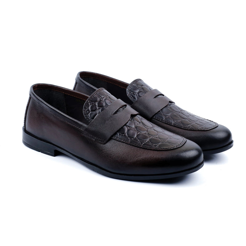 MAROON CROCO TEXTURED SHOES