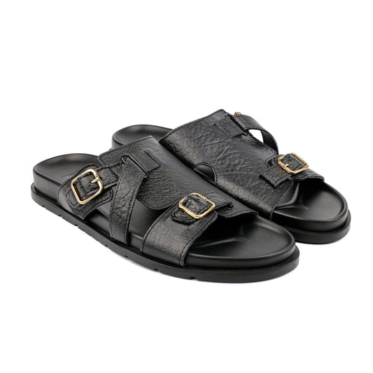 BLACK LEATHER EVA SLIPPER