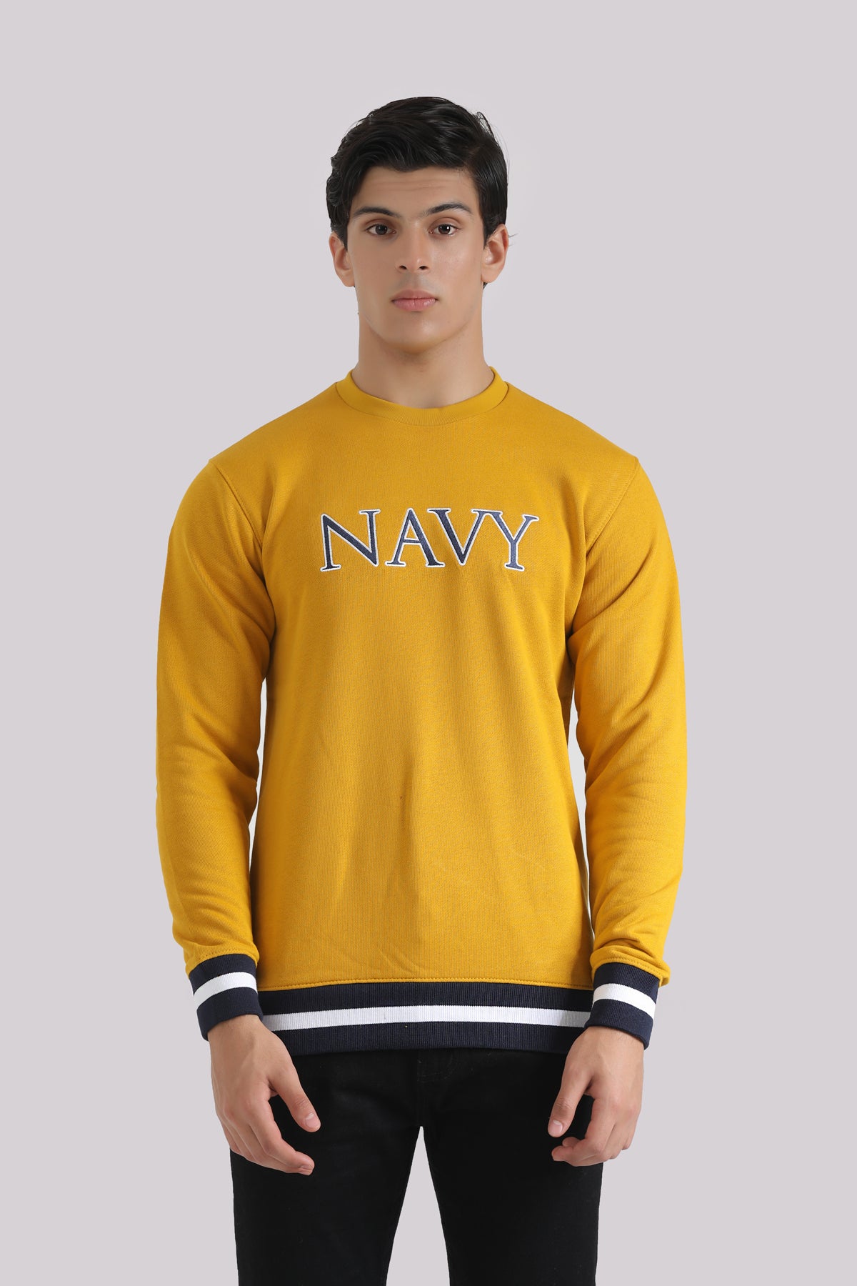 NAVY EMBROIDED SWEAT SHIRT