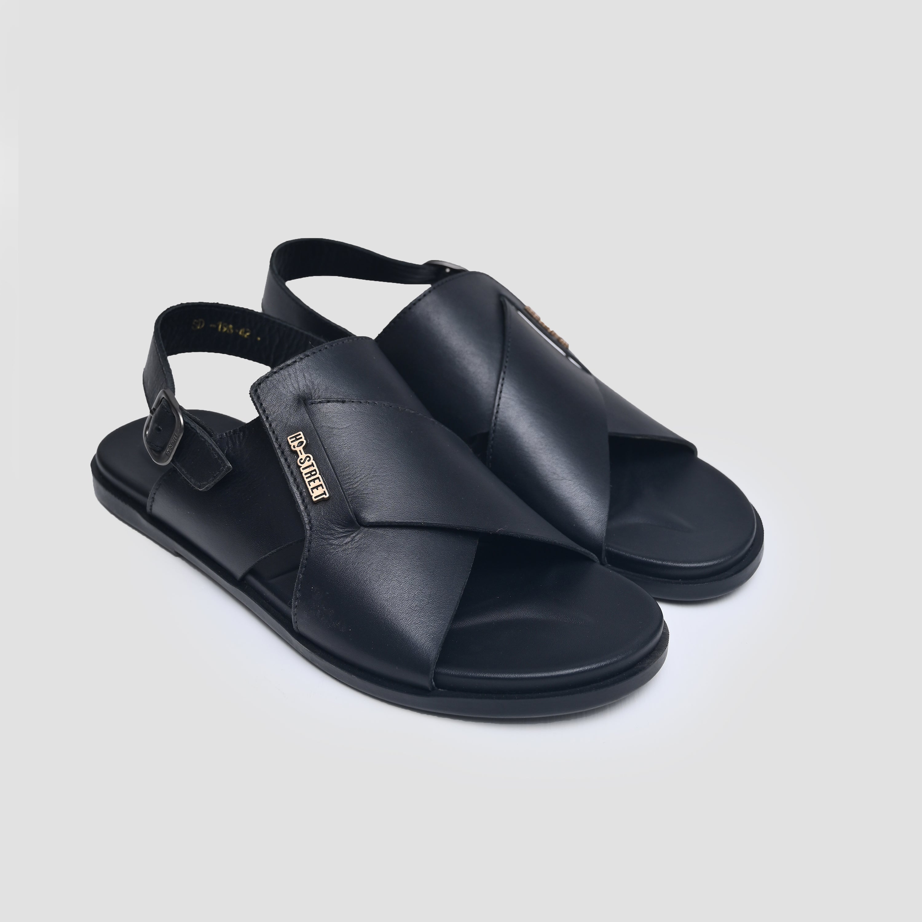 BLACK LEATHER COMFORT SANDAL