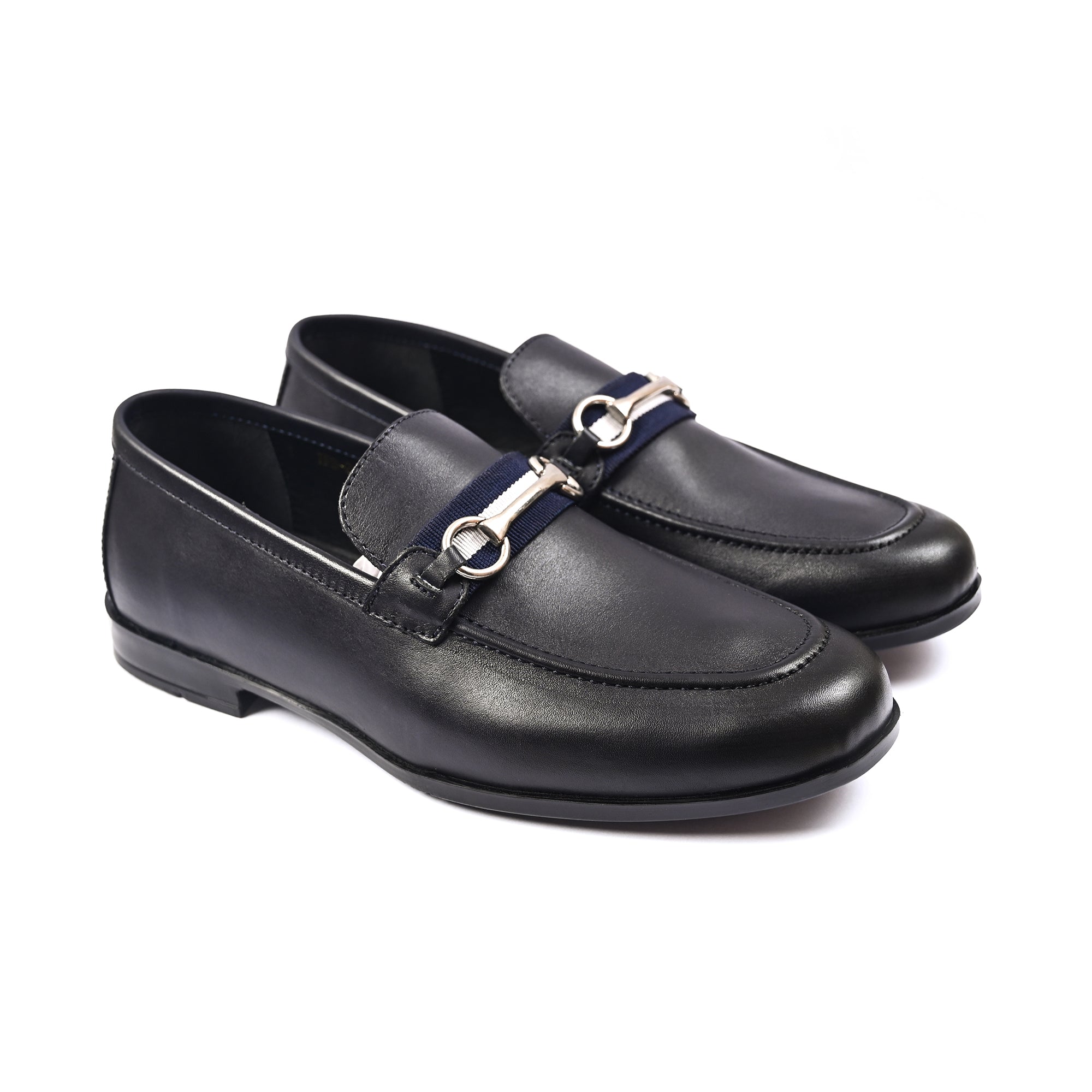 NAVY ANILINE LEATHER SHOES