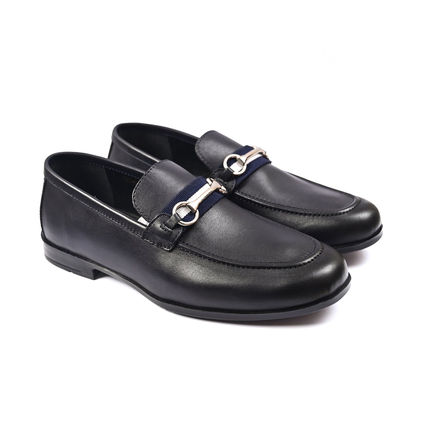 NAVY ANILINE LEATHER SHOES