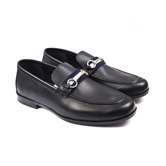 NAVY ANILINE LEATHER SHOES