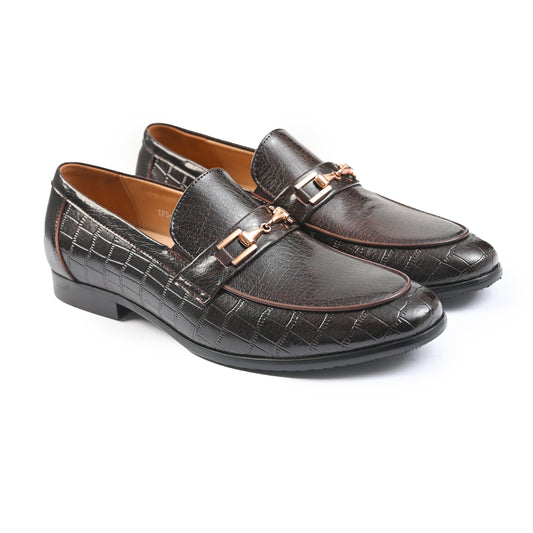 BROWN TEXTURED SPLIT LEATHER SHOES