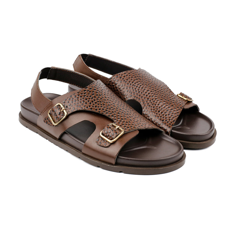 DOUBLE BUCKLE LEATHER SANDAL