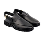 BLACK MILLED LEATHER SANDAL