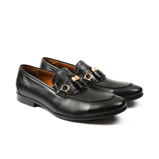 BLACK TASSEL LEATHER SHOES