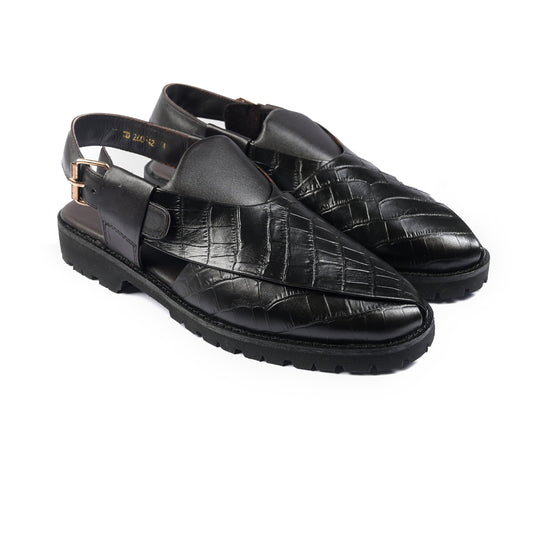 CROCO TEXTURED LEATHER SANDAL