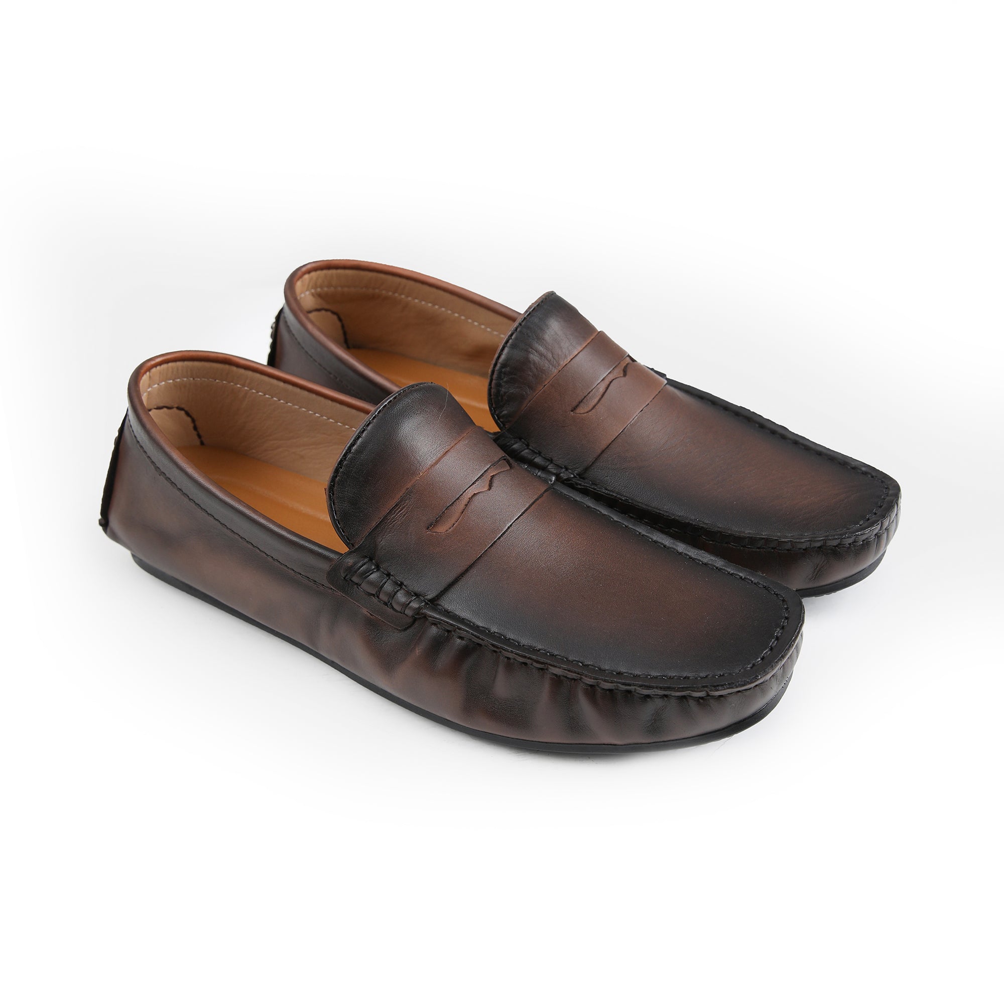 TWO TONE LEATHER MOCCASINS