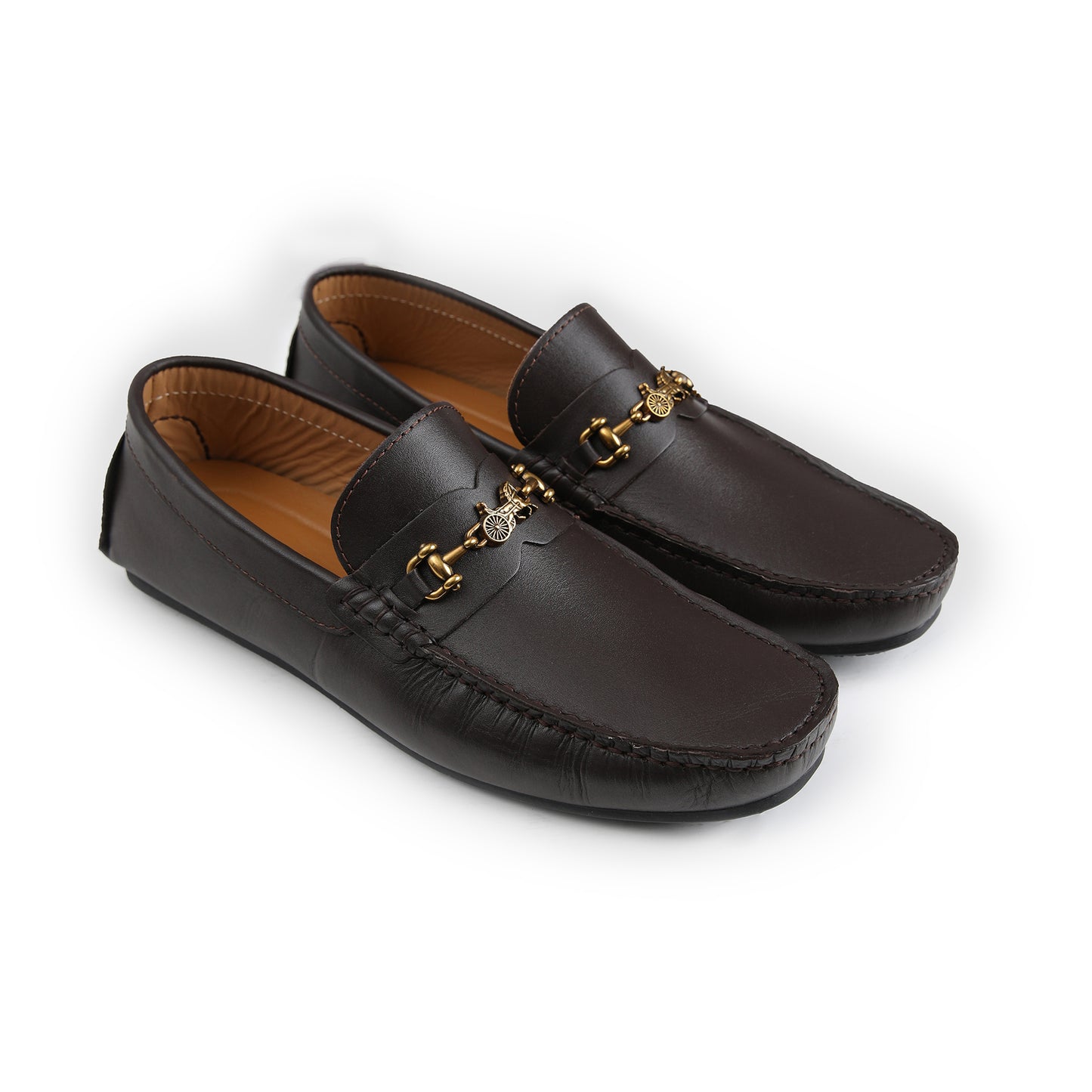 BROWN LEATHER BUCKLE MOCCASIN