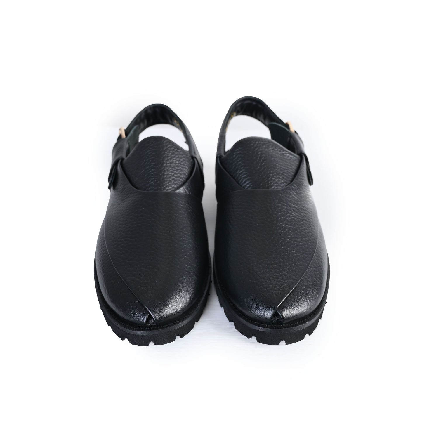 BLACK MILT LEATHER SANDAL