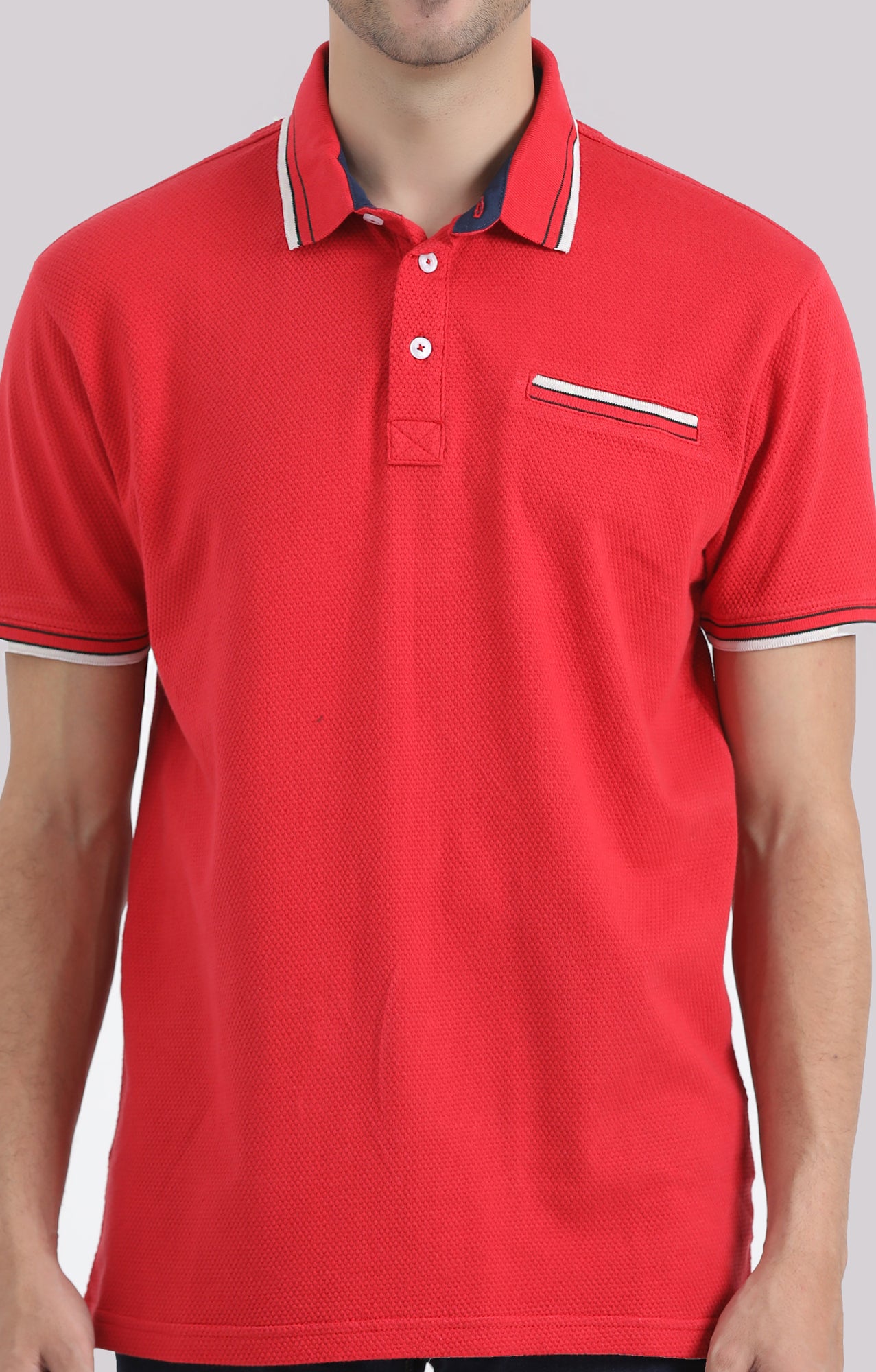 Contrast Textured Polo Shirt