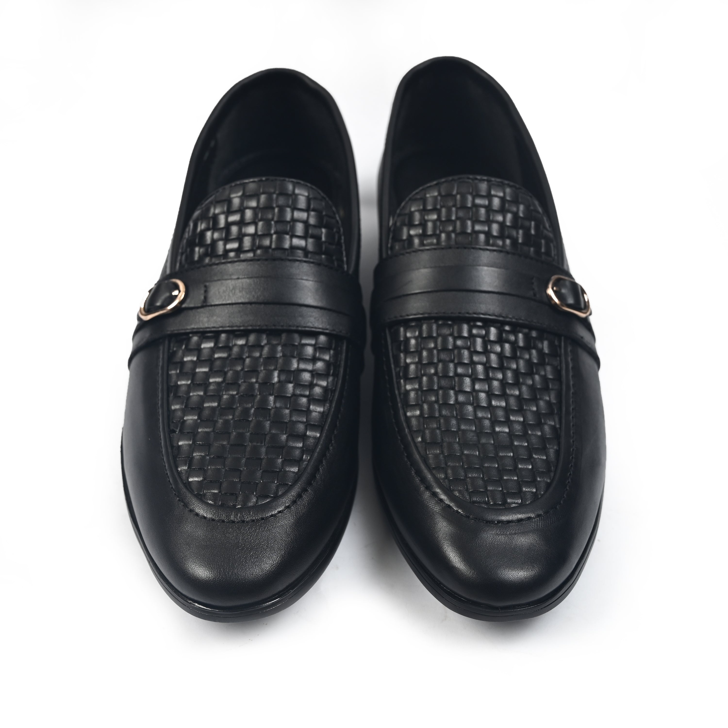BLACK BRAIDED LEATHER SHOES