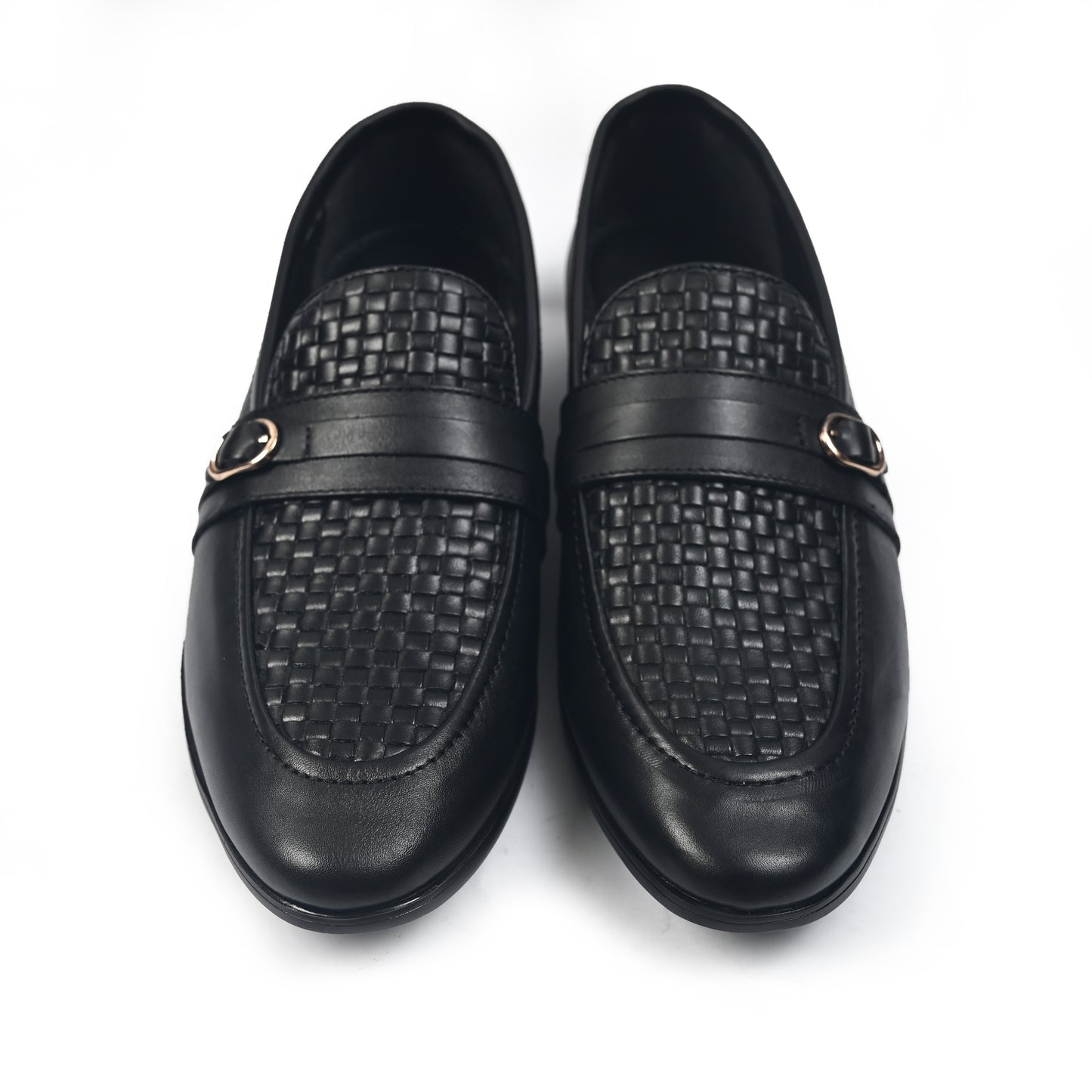 BLACK BRAIDED LEATHER SHOES