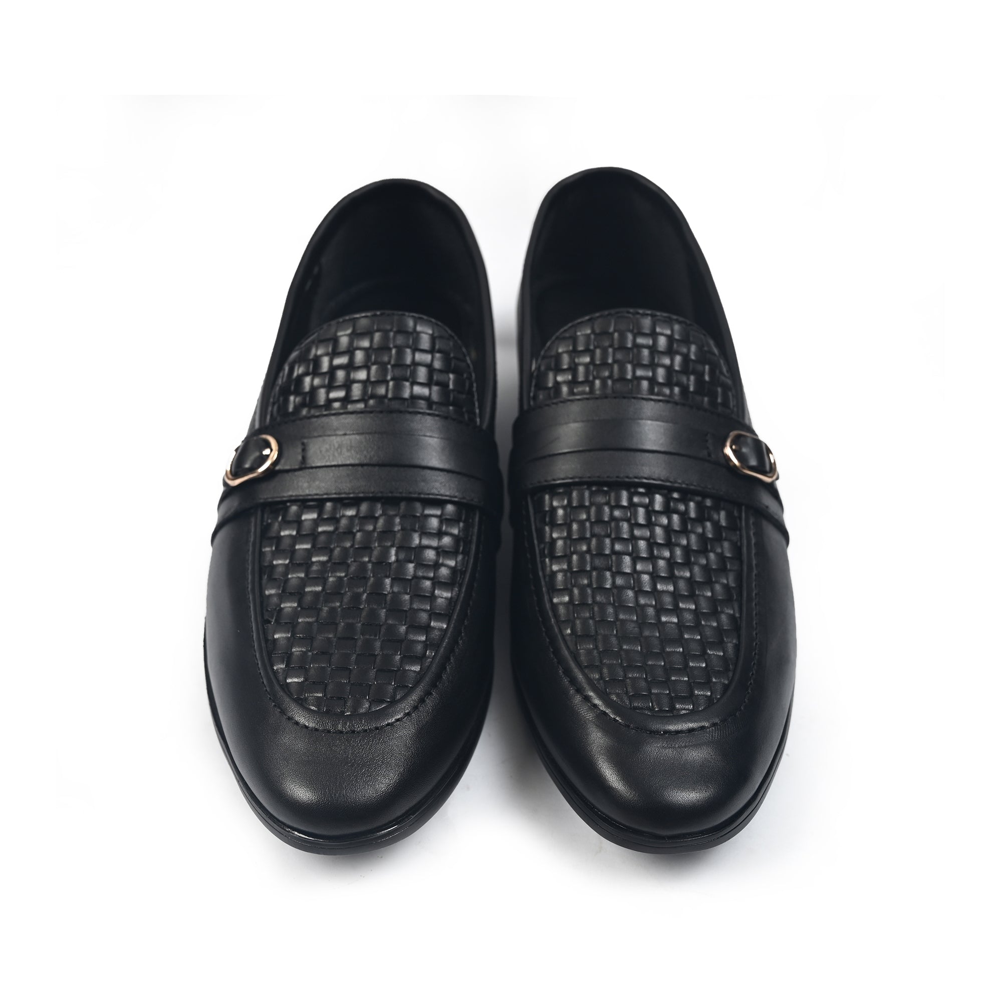 BLACK BRAIDED LEATHER SHOES