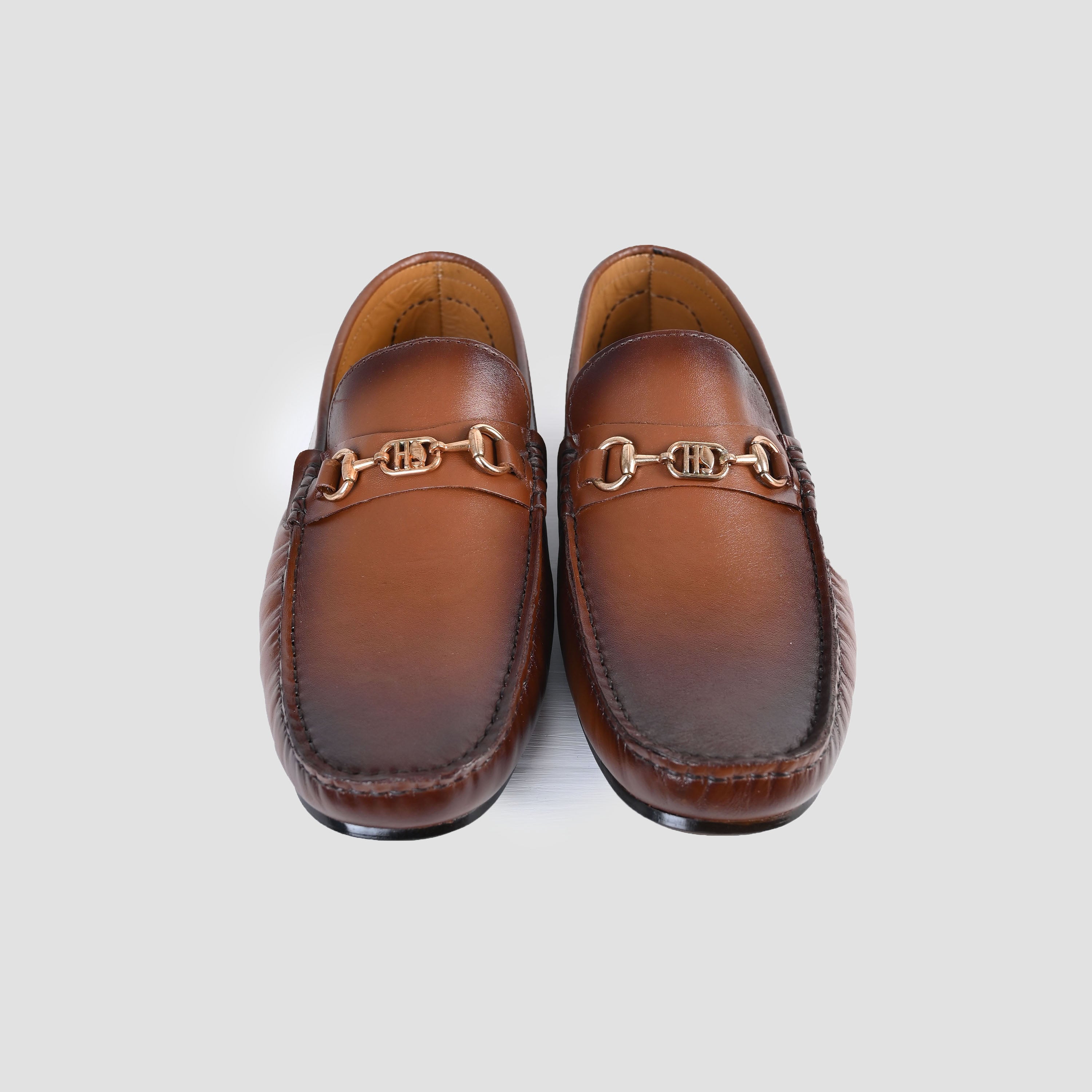 BROWN LEATHER BUCKLE MOCCASIN