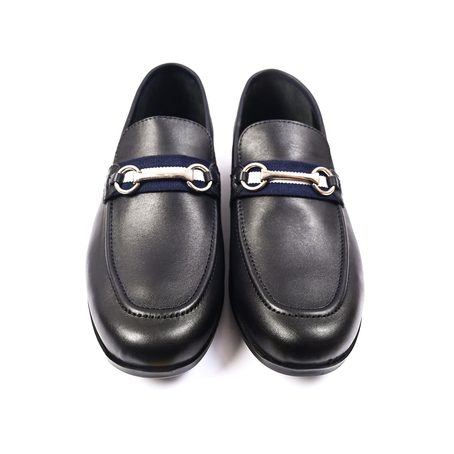 NAVY ANILINE LEATHER SHOES