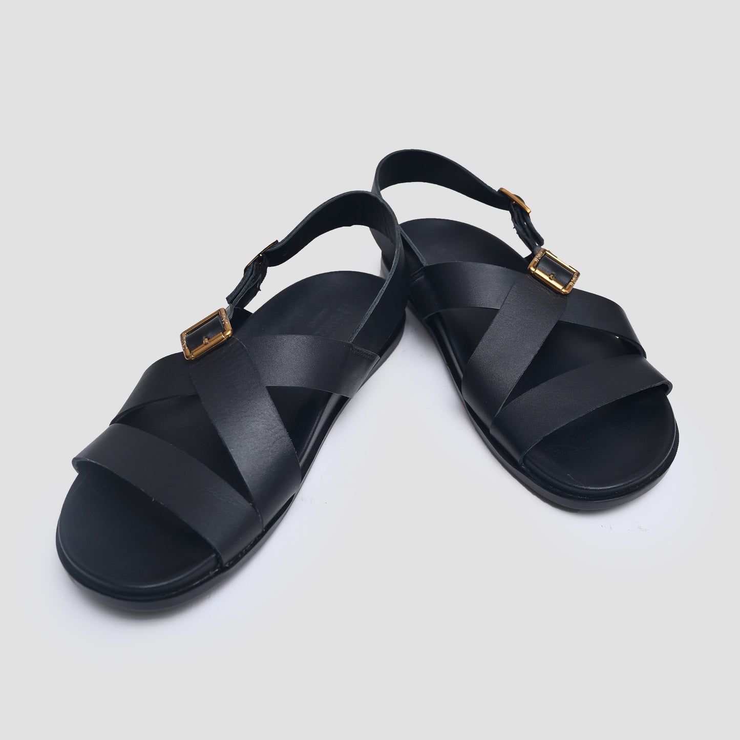 BLACK ANILINE LEATHER SANDAL