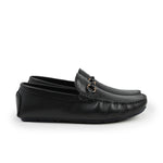 BLACK TEXTURED LEATHER MOCCASINS