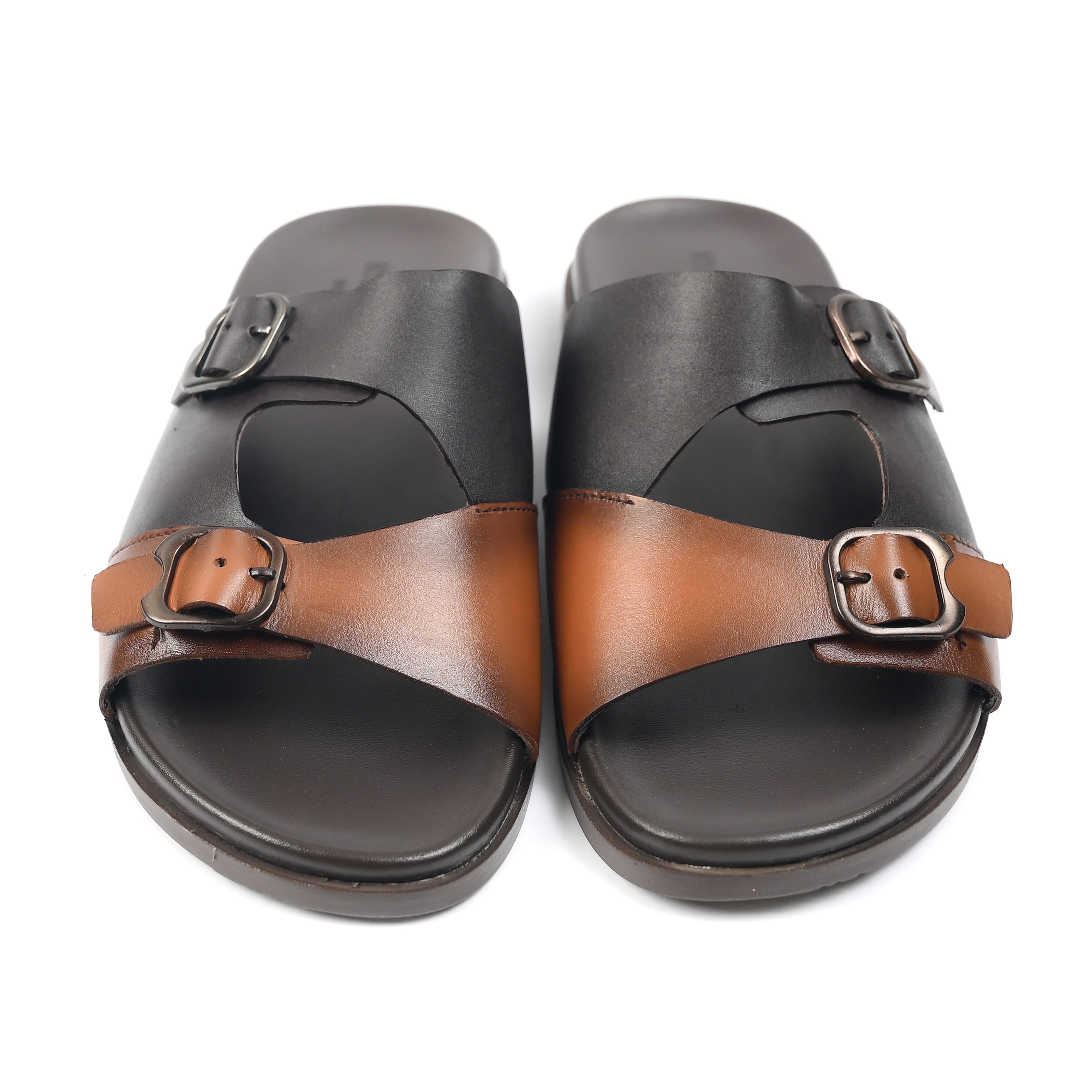 DOUBLE BUCKLE LEATHER SLIPPER