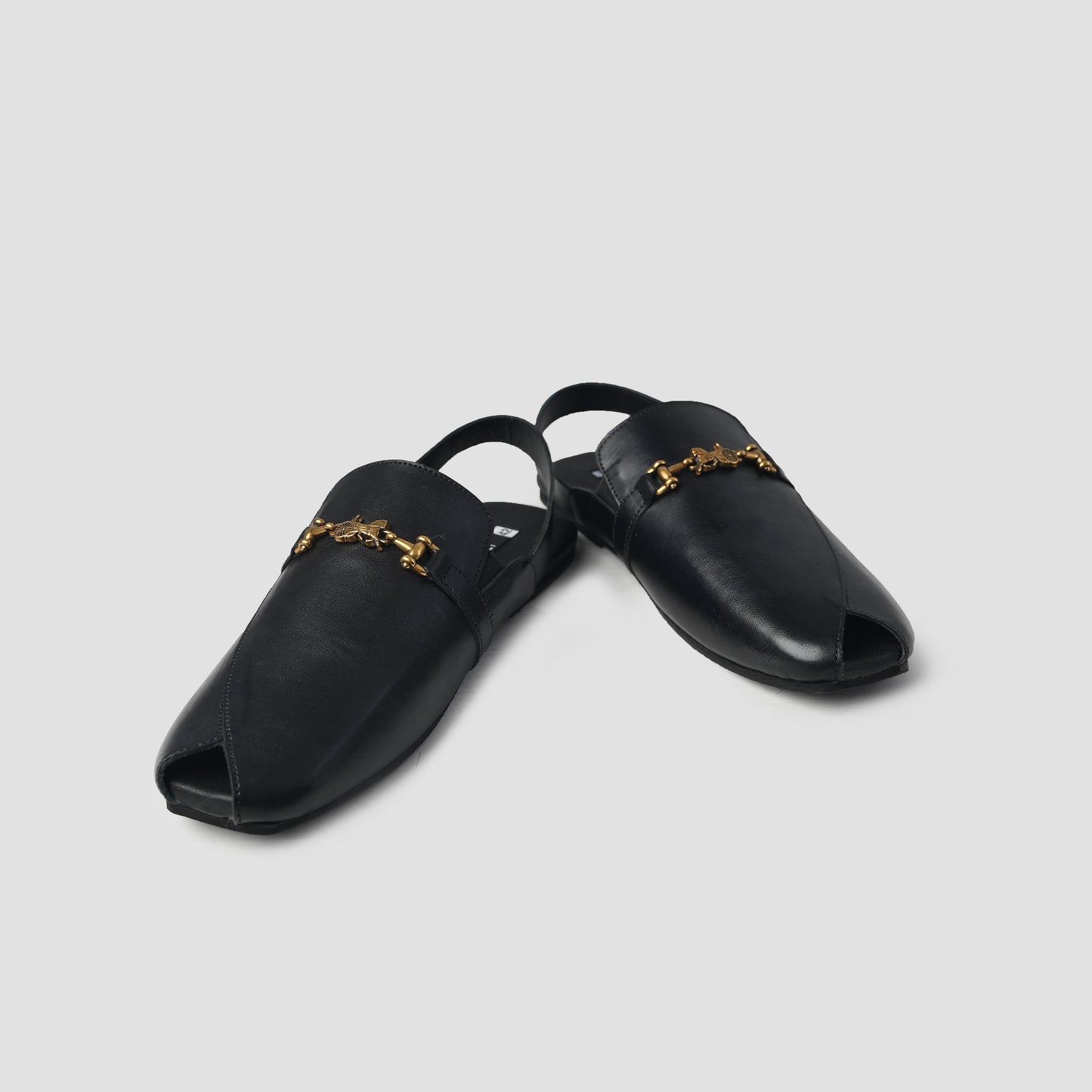 BLACK PEBBLE GRAIN LEATHER SANDAL