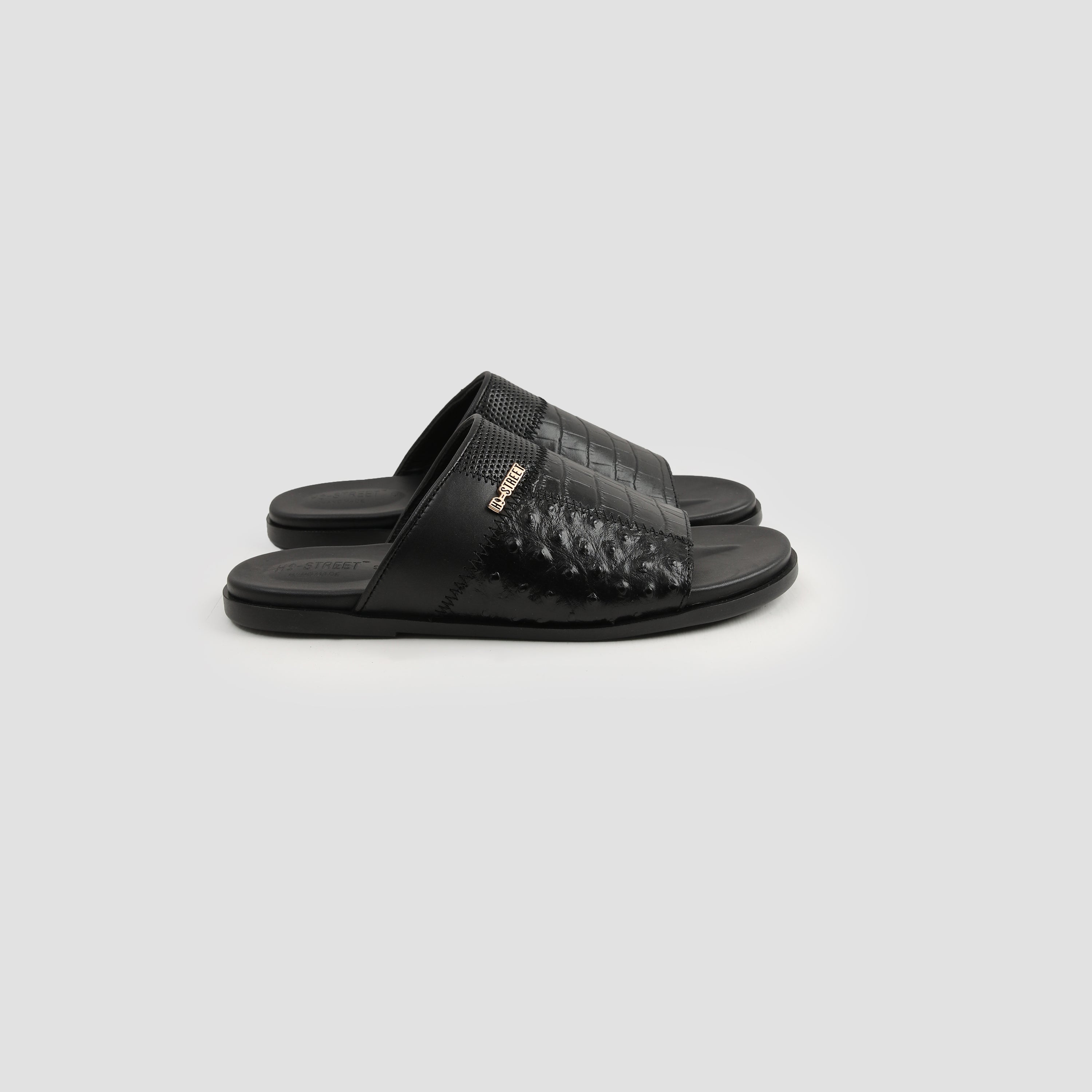 BLACK SPLIT LEATHER SLIPPER