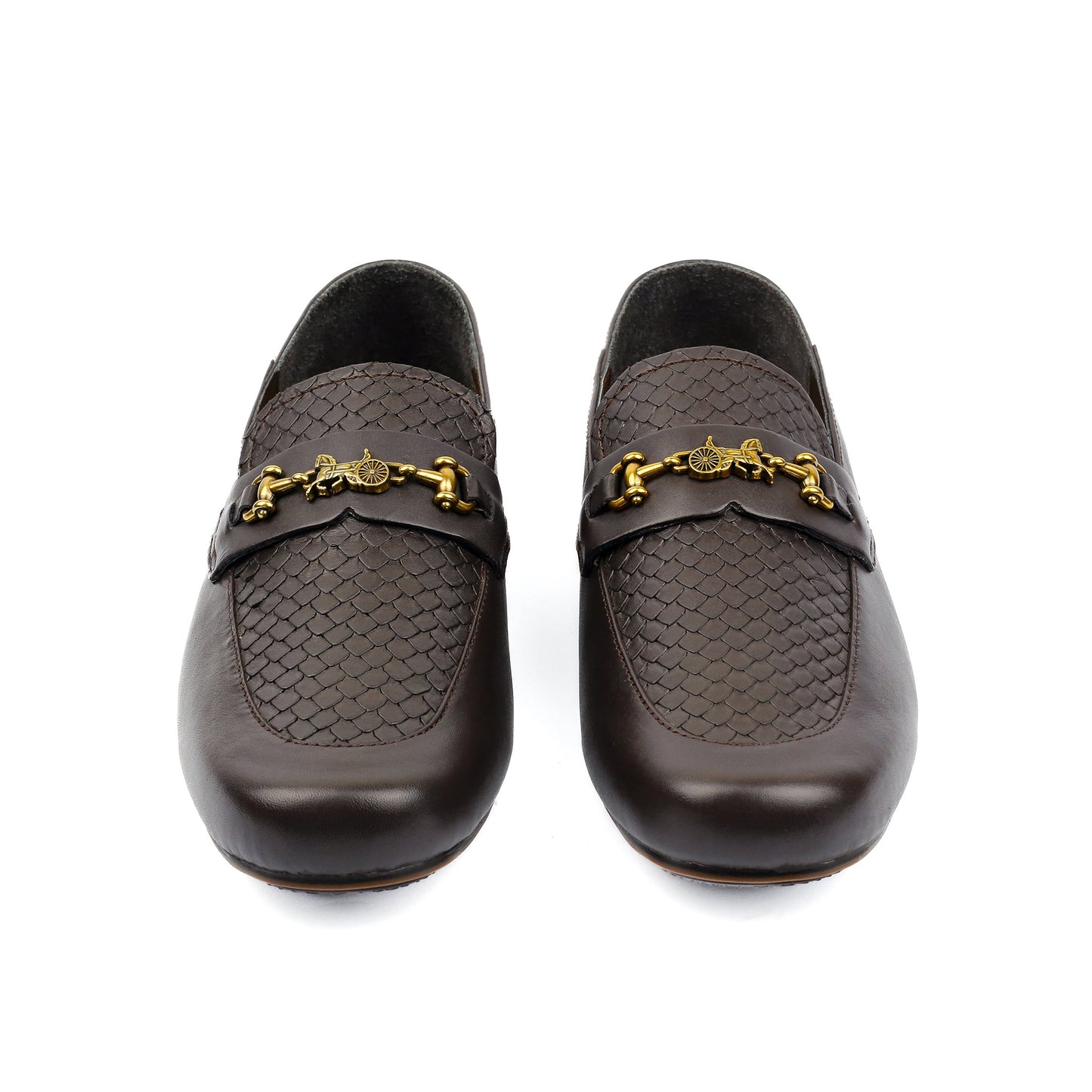 BROWN TEXTURED LEATHER MOCCASIN