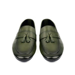 OLIVE LEATHER TASSEL LOAFER