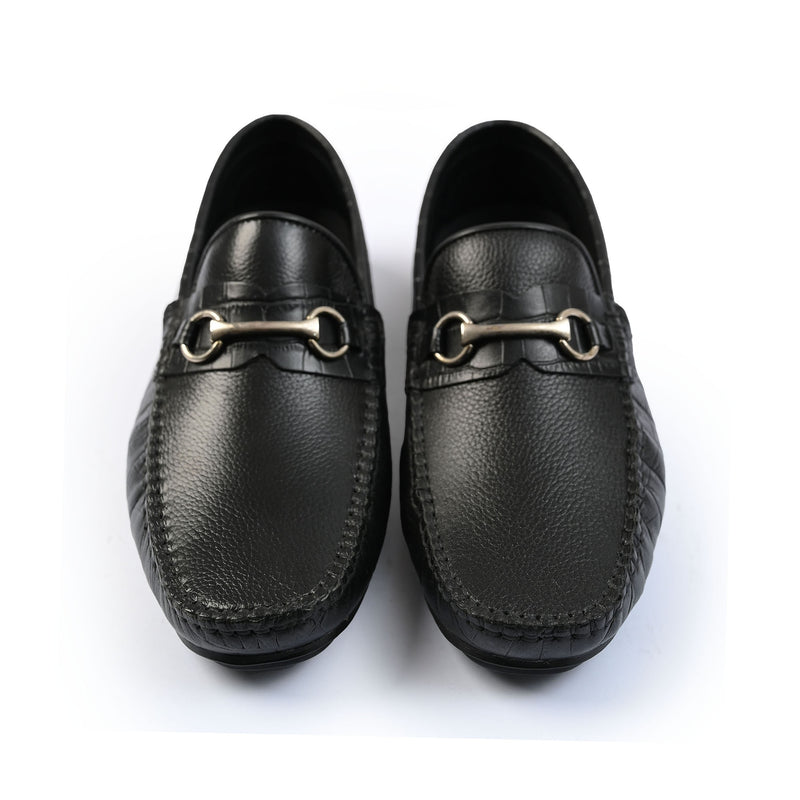 BLACK LEATHER MOCCASIN