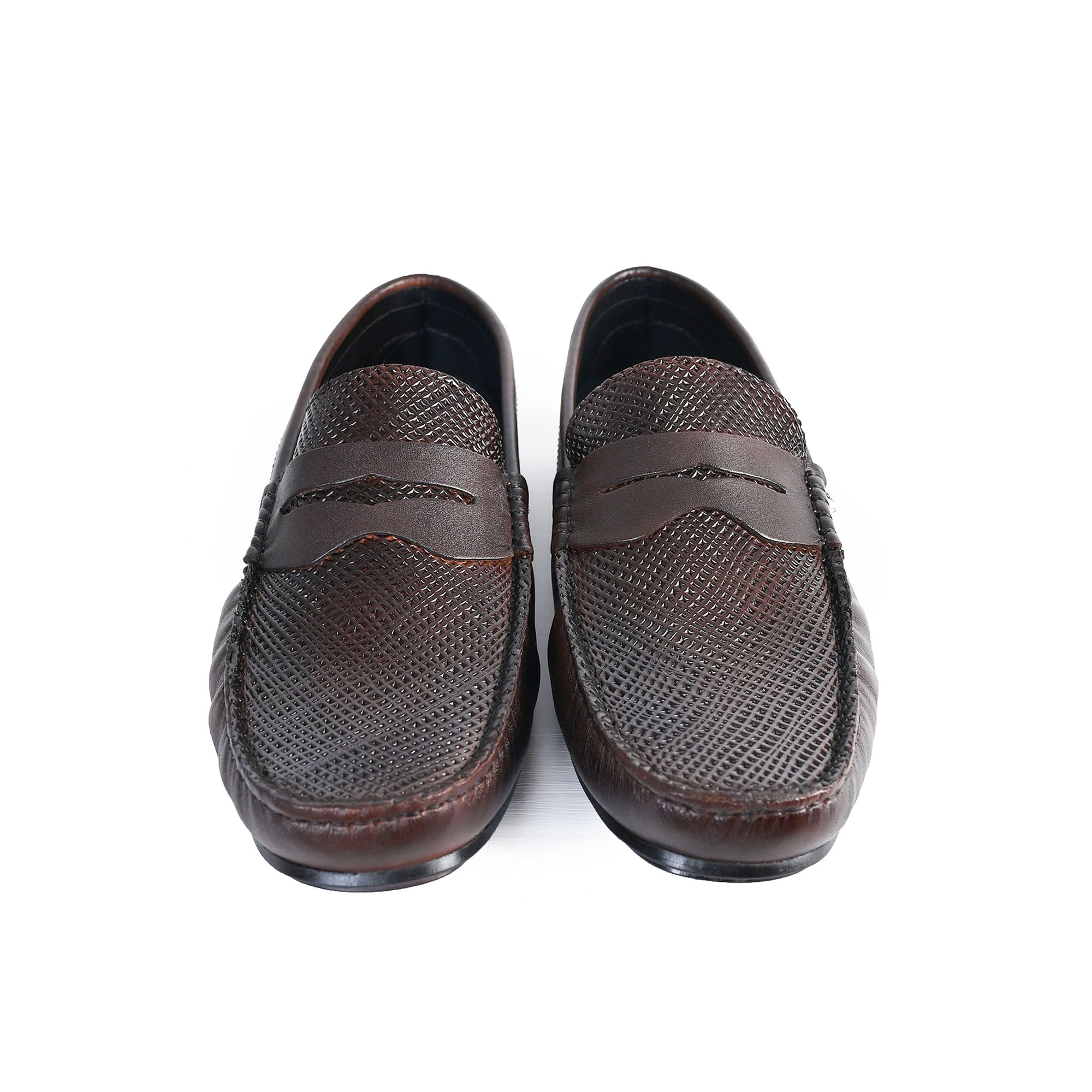 BROWN TEXTURED LEATHER SHOES