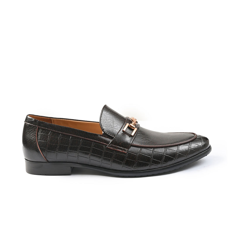BROWN TEXTURED SPLIT LEATHER SHOES