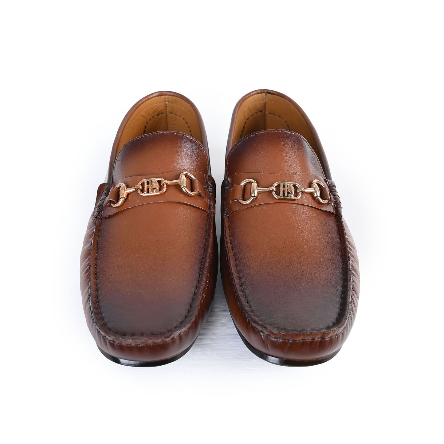 BROWN LEATHER BUCKLE MOCCASIN