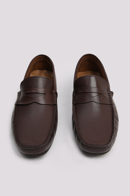 BROWN LEATHER MOCCASIN SHOES